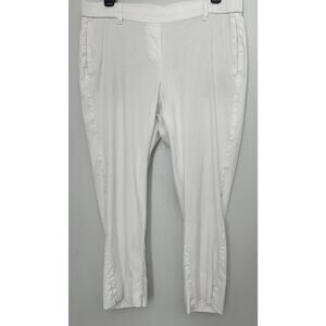 J Jill Women's Ivory Linen Blend Stretch Pull on Crop Ankle Size Medium Petite